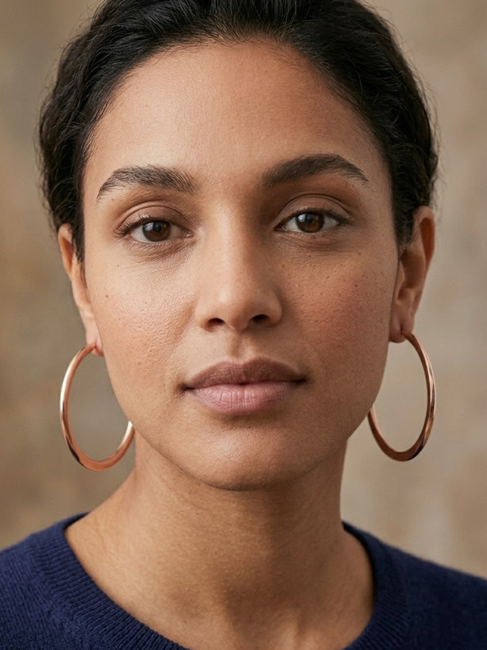 NWT Lane Bryant Rose Gold Flat Medium Hoop Earrings Sensitive Ears Nickel Free